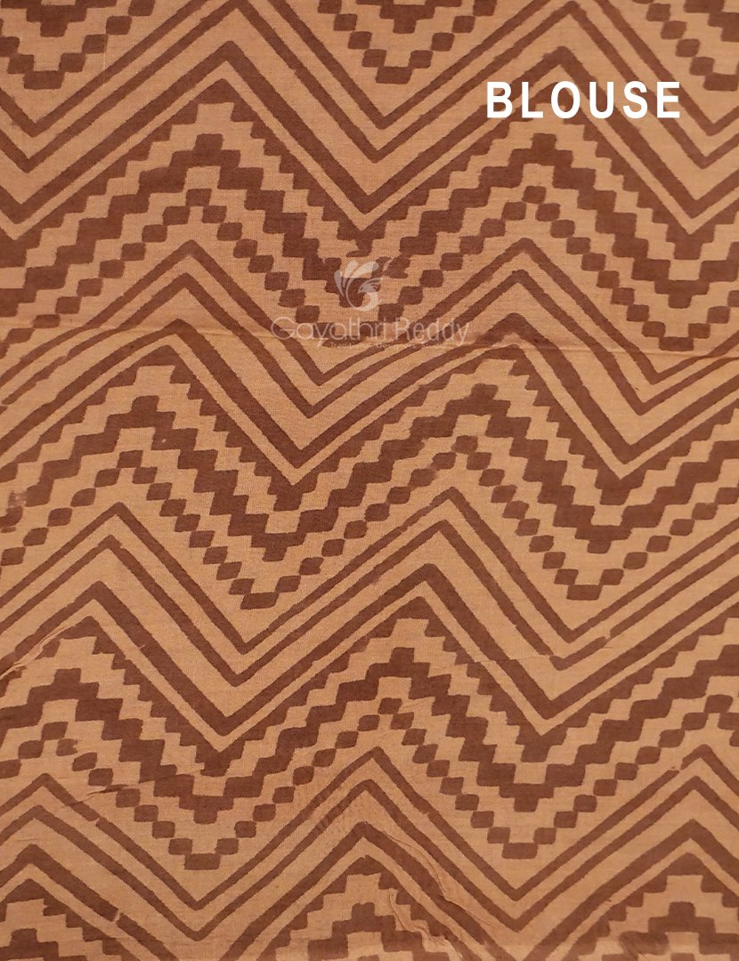 Dark Mustard Colour Block Print Pure Mulmul Cotton Saree By Gayathri Reddy Designer Studio | Grocsy