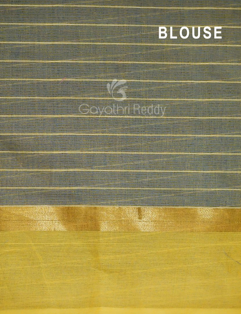 Denim Blue With Checks Pure Mangalgiri Cotton Saree By Gayathri Reddy Designer Studio | Grocsy