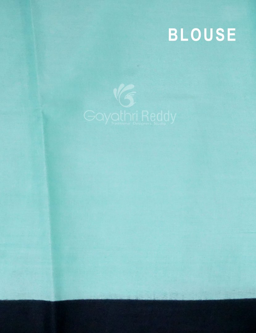 Shades of Black And Mint Green With Pichwai Print Munga Cotton Saree By Gayathri Reddy Designer Studio | Grocsy