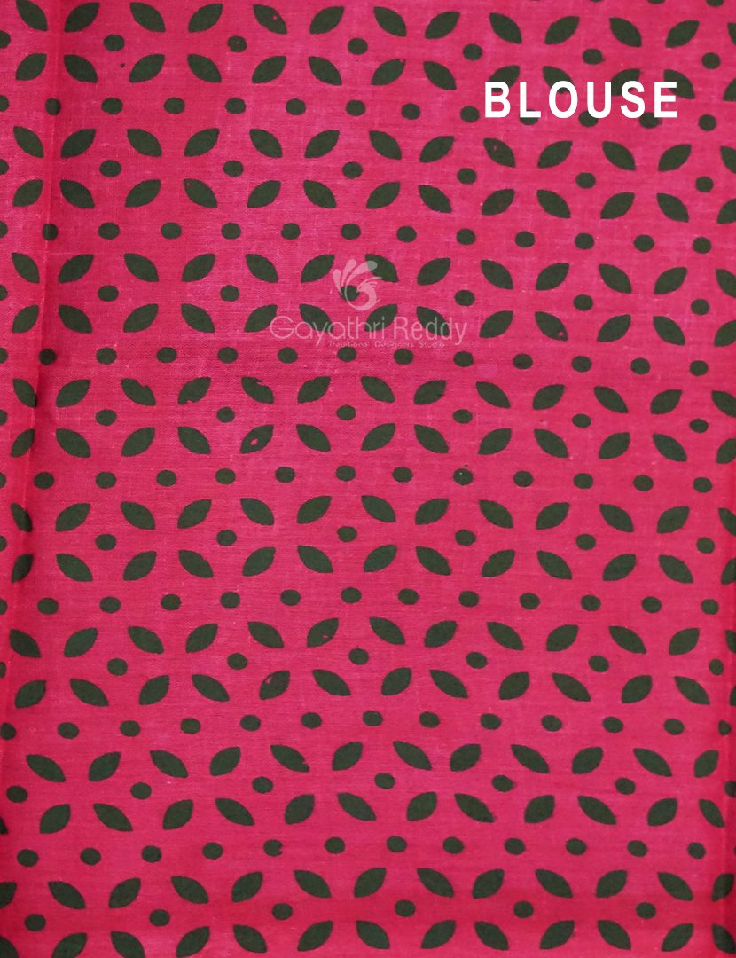 Peach Colour Block Print Pure Kota Cotton Saree By Gayathri Reddy Designer Studio | Grocsy