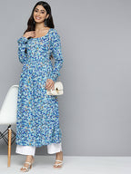 HERE&NOW Women Floral Printed Scoop Neck Anarkali Kurta | Grocsy