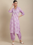 Sangria Women Floral Printed Pure Cotton Kurta with Salwar | Grocsy
