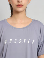 MKH Typography Printed Drop Shoulder Sleeves Dri-Fit Relaxed Fit T-shirt | Grocsy