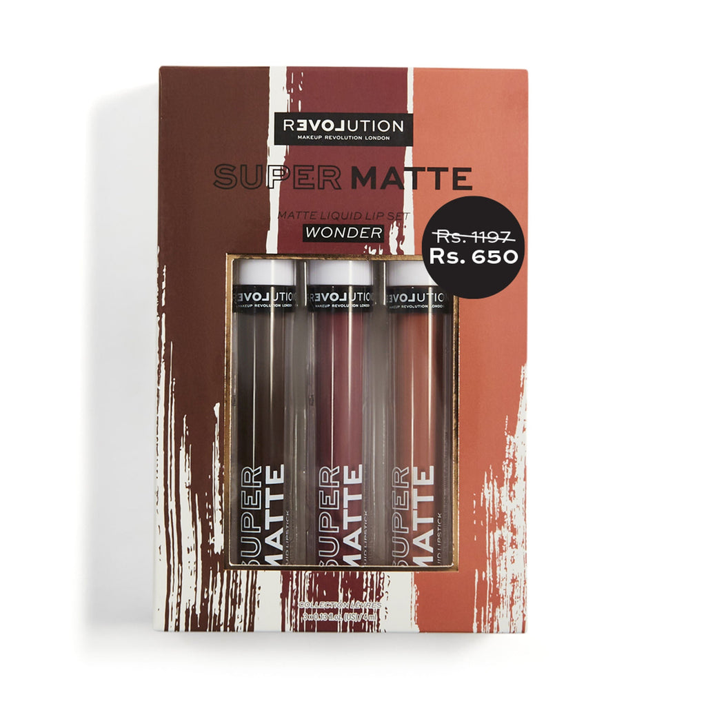 Makeup Revolution Relove Supermatte Liquid Lip Set - Wonder | Grocsy