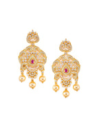 Saraf RS Jewellery Gold-Polished White & Magenta American Diamond Studded Jewellery Set | Grocsy