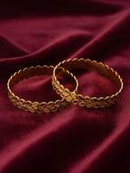 NVR Women Set of 2 Leaf Design Gold Plated Kada Bangle | Grocsy