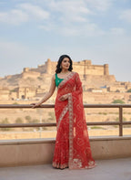 Teeya Creation New Exclusive Wedding Wear Georgette Saree-Pink | Grocsy