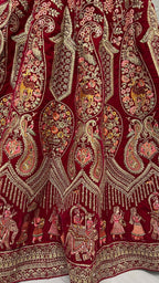 Jyoti Fashion Women's Rani Pink Velvet Multi Thread Embroidered with Zircon Diamond Work Wedding Lehenga Choli | Grocsy