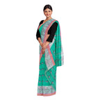 Exclusive Collection 100% Pure Cotton Green Tant Saree With Hand Weaving Work | Grocsy