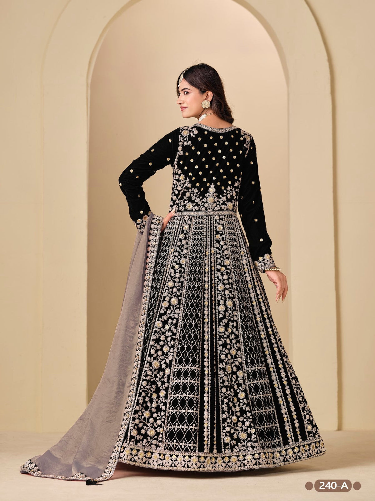 Anaita Black Velvet Anarkali Suits With Heavy Embroidery Work | Grocsy