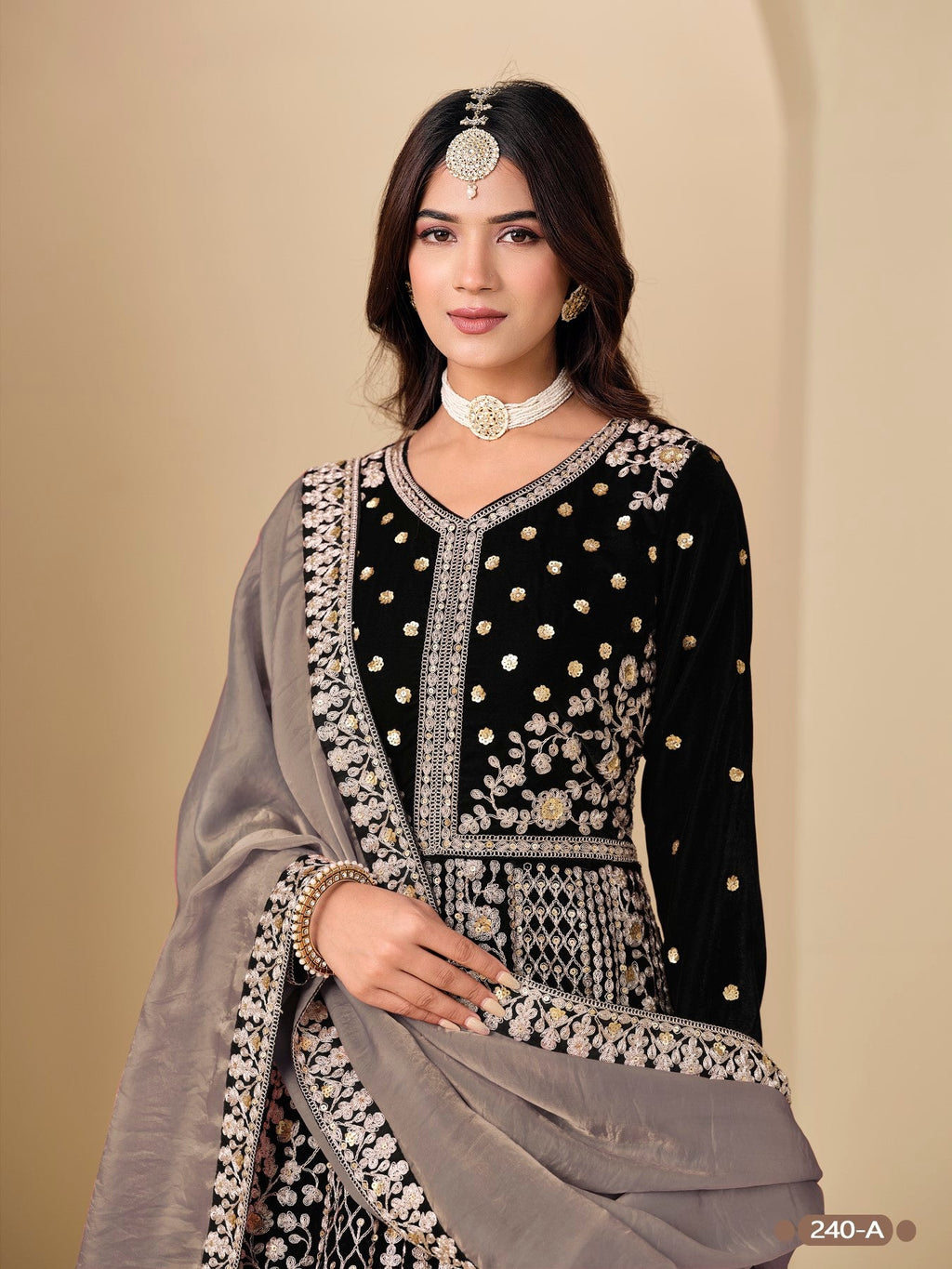 Anaita Black Velvet Anarkali Suits With Heavy Embroidery Work | Grocsy