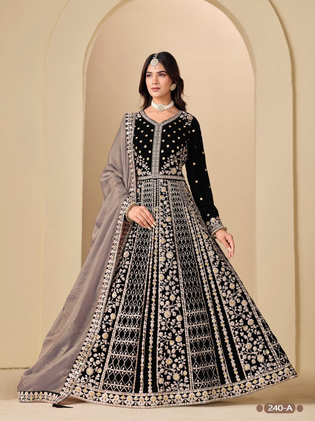 Anaita Black Velvet Anarkali Suits With Heavy Embroidery Work | Grocsy