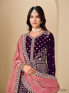 Anaita Purple Velvet Anarkali Suits With Heavy Embroidery Work | Grocsy