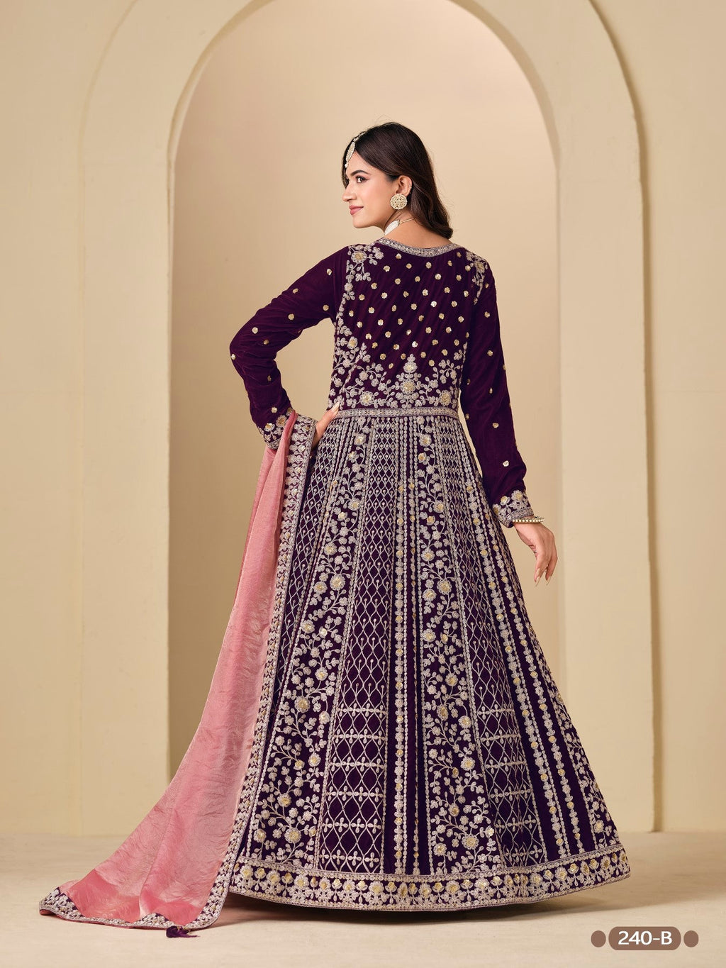Anaita Purple Velvet Anarkali Suits With Heavy Embroidery Work | Grocsy