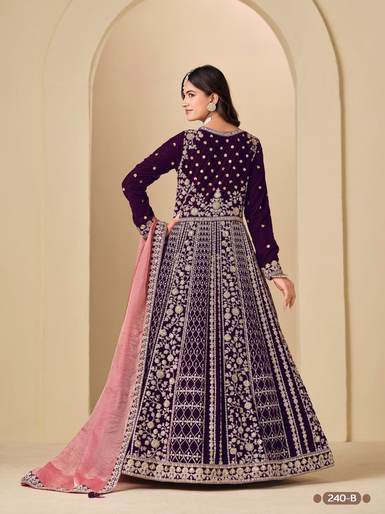Anaita Purple Velvet Anarkali Suits With Heavy Embroidery Work | Grocsy