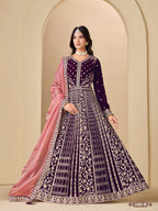 Anaita Purple Velvet Anarkali Suits With Heavy Embroidery Work | Grocsy