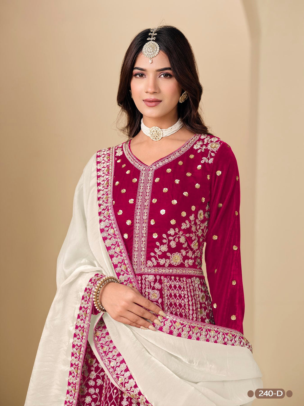 Anaita Magenta Velvet Anarkali Suits With Heavy Embroidery Work | Grocsy