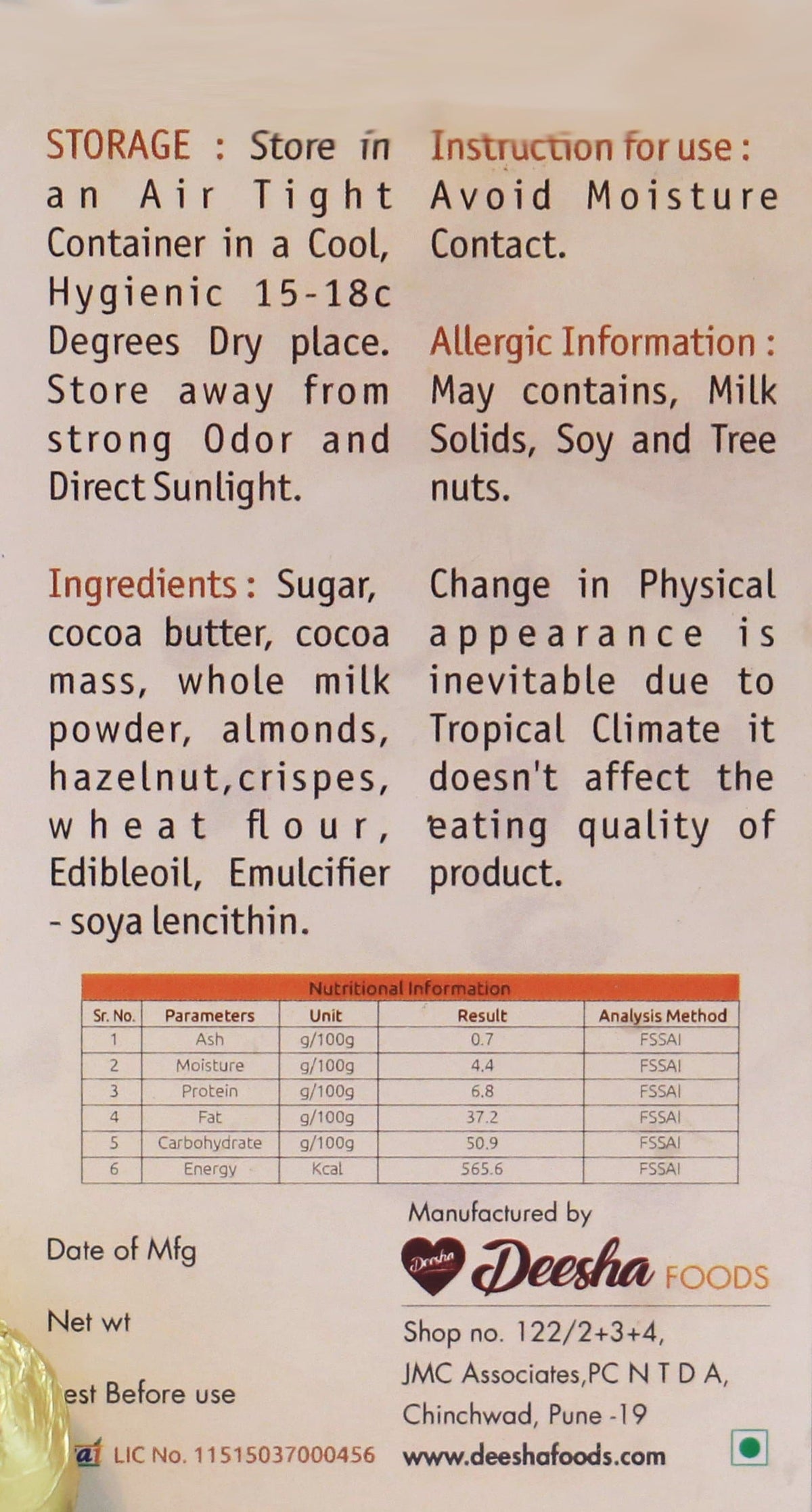 Deesha Foods Deesha Milk Chocolates 15 Bars (15 x 13.33 g) | Grocsy