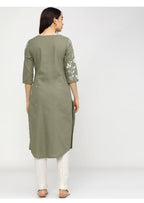 Maai Rayon Hand Printed Kurta Green | Grocsy