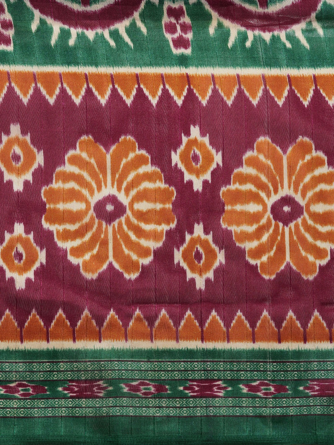 Saree Mall Magenta & Green Printed Bhagalpuri Saree | Grocsy