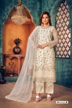 Anaita White Embroidered Net Salwar Suit | Grocsy