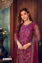 Anaita Purple Embroidered Net Salwar Suit | Grocsy
