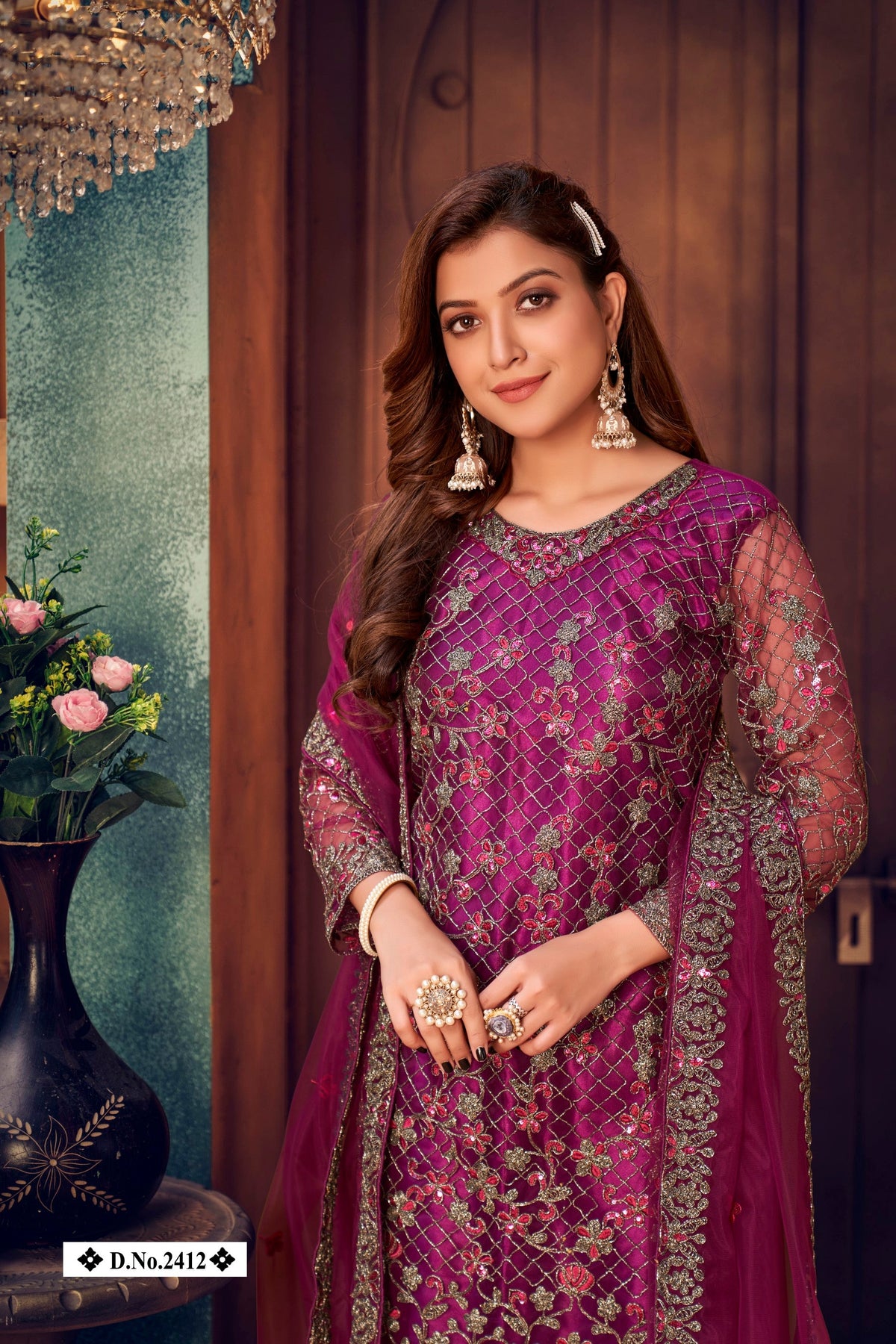 Anaita Purple Embroidered Net Salwar Suit | Grocsy