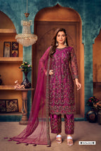 Anaita Purple Embroidered Net Salwar Suit | Grocsy