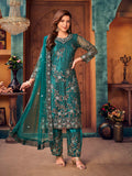 Myra Rama Green Heavy Embroidered Pant Style Suit | Grocsy