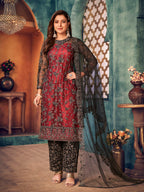 Myra Black Heavy Embroidered Pant Style Suit | Grocsy