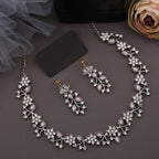 Tehzeeb Creations Silver Pleated White Diamond With Baby Pink Beads Necklace Set | Grocsy
