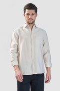 Xkind Beige Crush Wrinkled Look Regular Fit Shirt | Grocsy