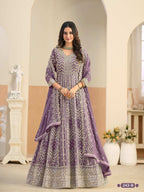 Anaita Lavender Faux Georgette Anarkali Suit With Embroidery Work | Grocsy