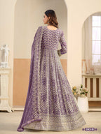 Anaita Lavender Faux Georgette Anarkali Suit With Embroidery Work | Grocsy