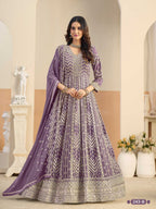 Anaita Lavender Faux Georgette Anarkali Suit With Embroidery Work | Grocsy