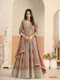 Anaita Brown Faux Georgette Anarkali Suit With Embroidery Work | Grocsy