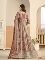 Anaita Brown Faux Georgette Anarkali Suit With Embroidery Work | Grocsy