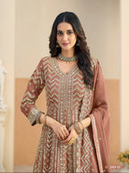Anaita Brown Faux Georgette Anarkali Suit With Embroidery Work | Grocsy