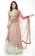 A R Silk Women's Net Net Chandna Handwork With Moti Laish Mehroon Fancy Dupatta | Grocsy
