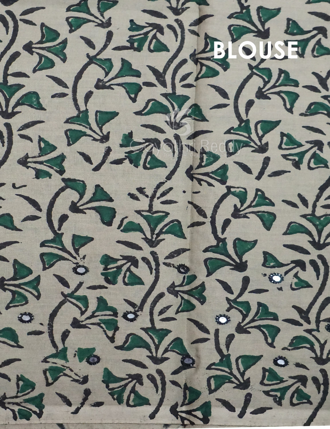 Light Olive Mix Grey Colour Block Print With Mirron Embroidered Pure Mulmul Cotton Saree By Gayathri Reddy Designer Studio | Grocsy