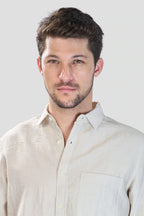 Xkind Beige Crush Wrinkled Look Regular Fit Shirt | Grocsy
