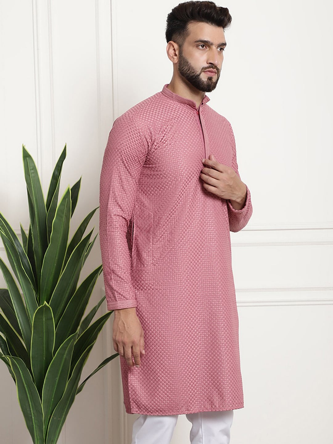 Sojanya Geometric Embroidered Thread Work Pure Cotton Straight Kurta | Grocsy