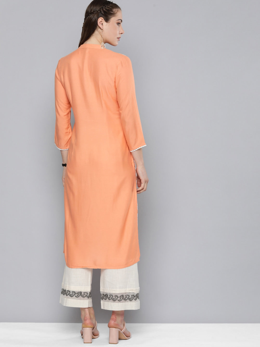 HERE&NOW Women Ethnic Motifs Embroidered Sequined Kurta | Grocsy