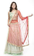 A R Silk Women's Net Net Chandna Handwork With Moti Laish Red Fancy Dupatta | Grocsy