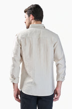 Xkind Beige Crush Wrinkled Look Regular Fit Shirt | Grocsy