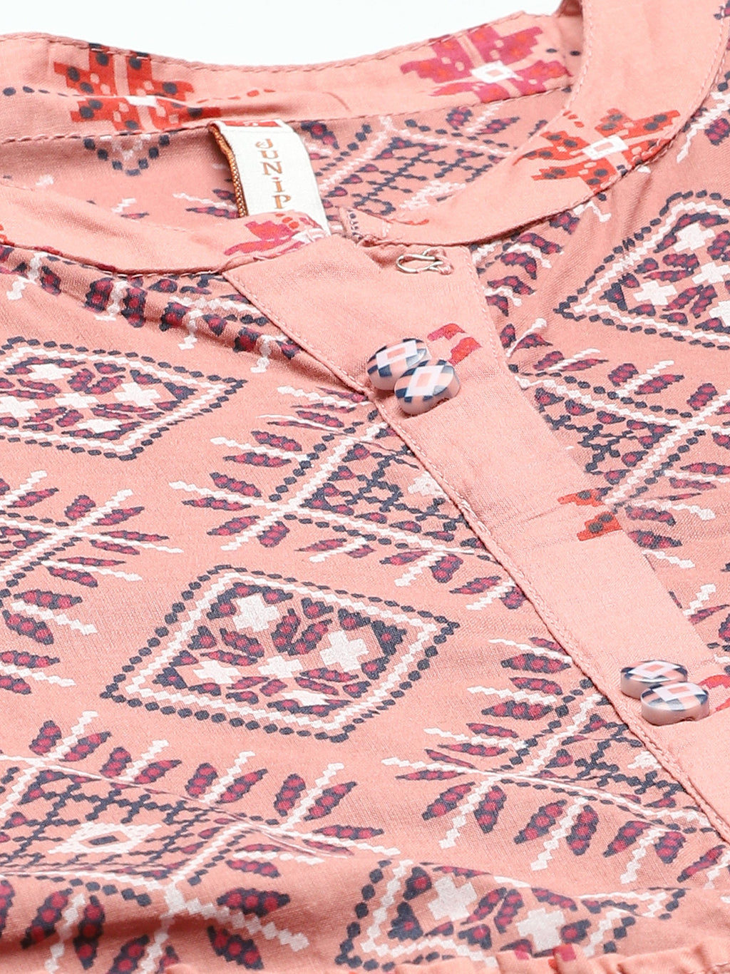 Juniper Womens Peach Cambric Printed Tiered Maxi Dress | Grocsy