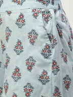 Juniper Women Blue Cambric Printed Asymmetric Clothing Set | Grocsy