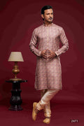 Raivat Ethnic Art Silk Digital Print Pintux Work Kurta Pajama In Light Pink Colour | Grocsy