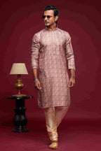 Raivat Ethnic Art Silk Digital Print Pintux Work Kurta Pajama In Light Pink Colour | Grocsy