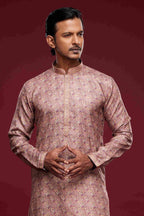 Raivat Ethnic Art Silk Digital Print Pintux Work Kurta Pajama In Light Pink Colour | Grocsy